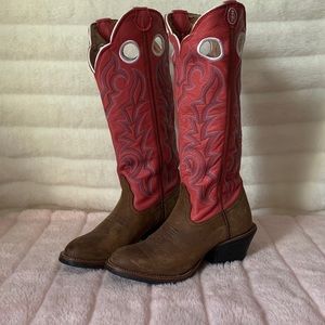 Tony Lama tall leather pink/tan cowboy boots 7.5